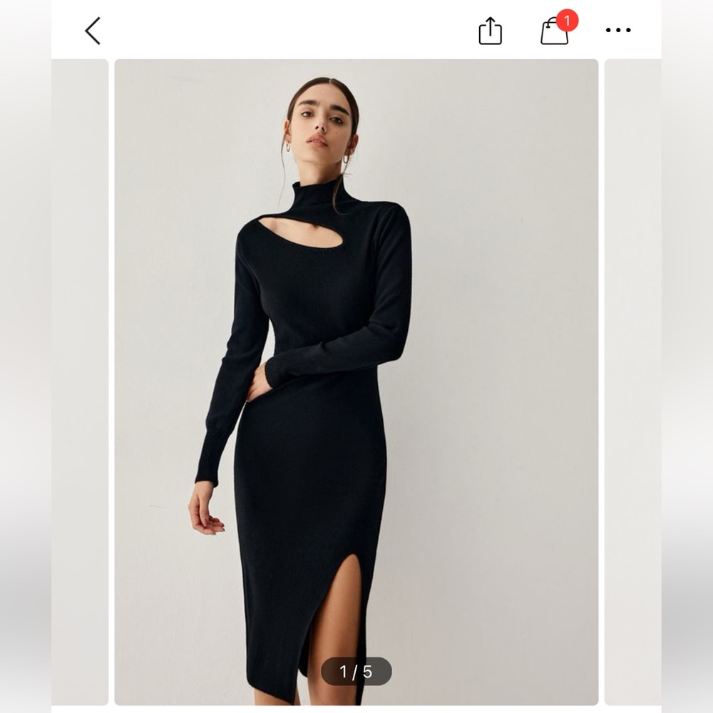 Commense Black Midi Dress